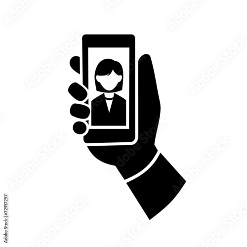 Woman Making Selfie Photo Icon. Vector