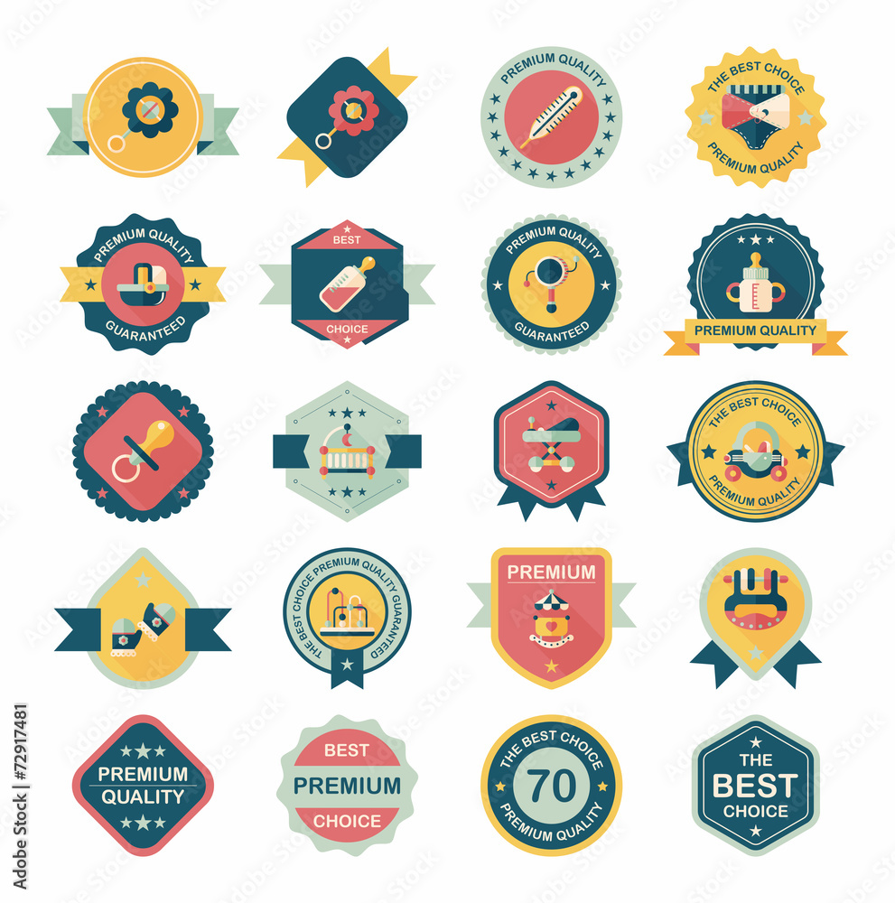 Baby badge banner design flat background set, eps10 Baby badge banner design flat background set, eps10