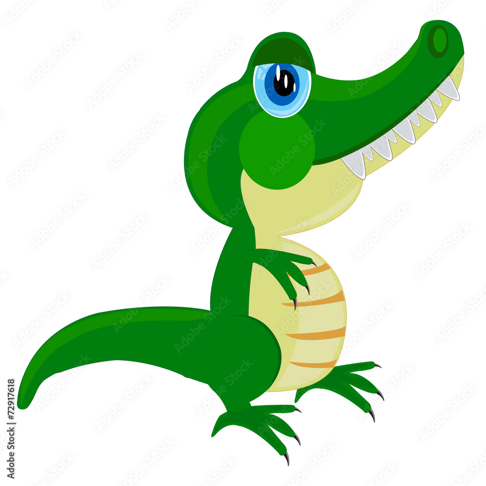 Fototapeta premium Cartoon of the crocodile on white