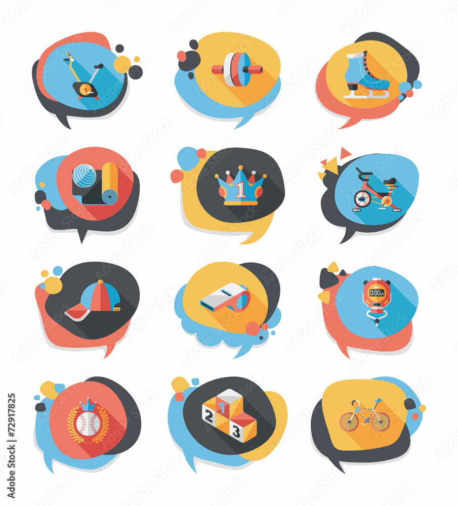 Sport speech bubble flat banner design background set, eps10 Sport speech bubble flat banner design background set, eps10