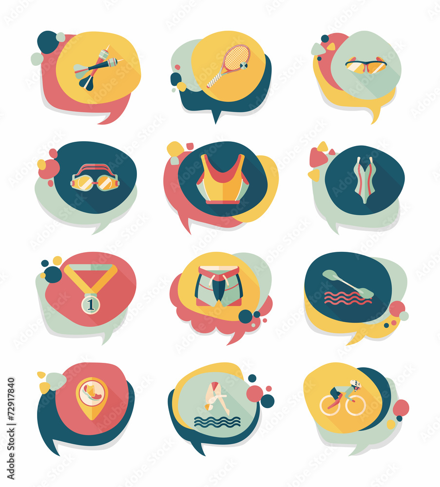 Sport speech bubble flat banner design background set, eps10 Sport speech bubble flat banner design background set, eps10
