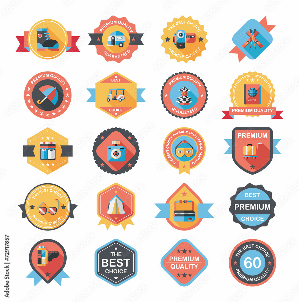 Travel badge banner design flat background set, eps10 Travel badge banner design flat background set, eps10