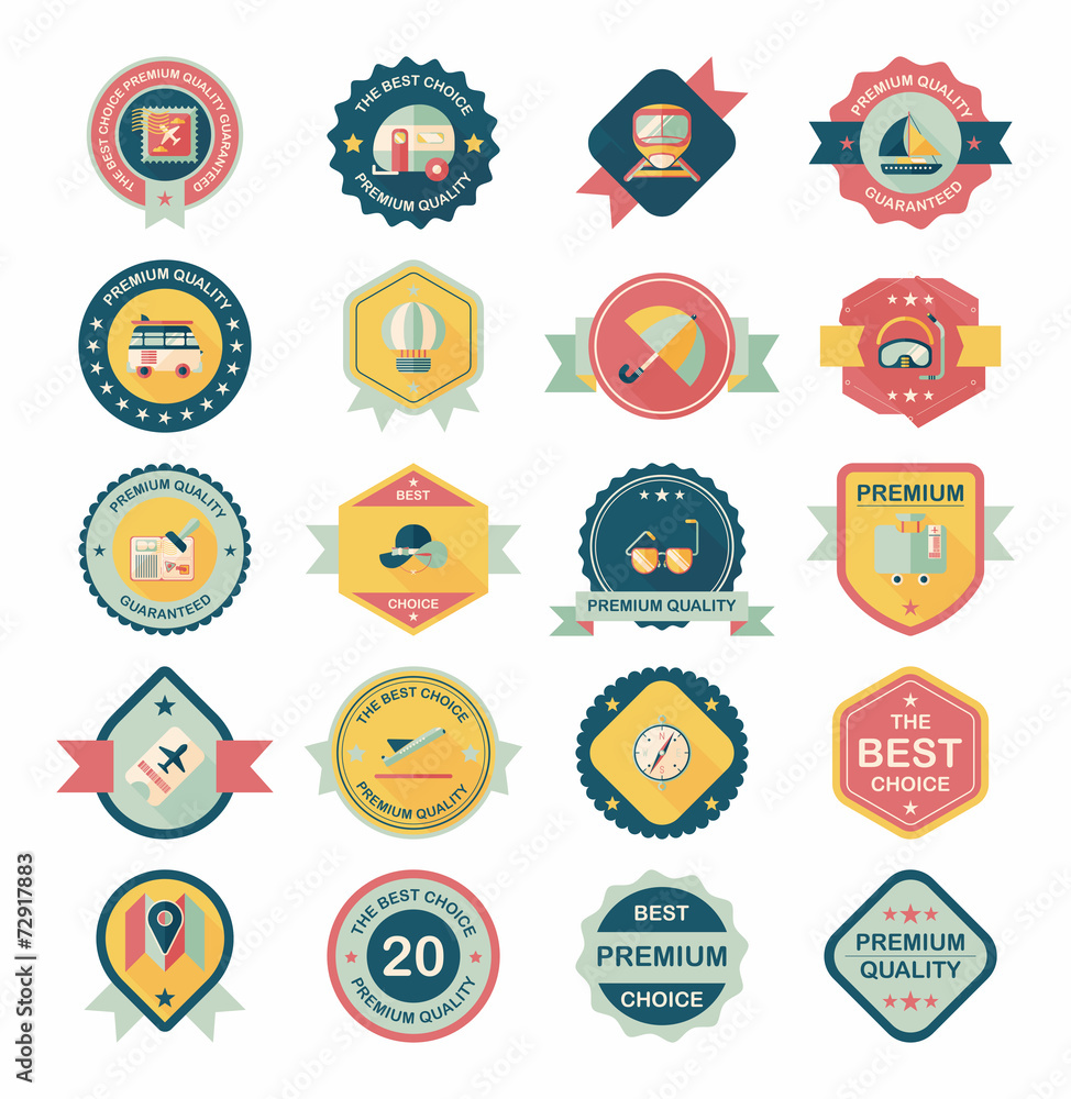 Travel badge banner design flat background set, eps10 Travel badge banner design flat background set, eps10