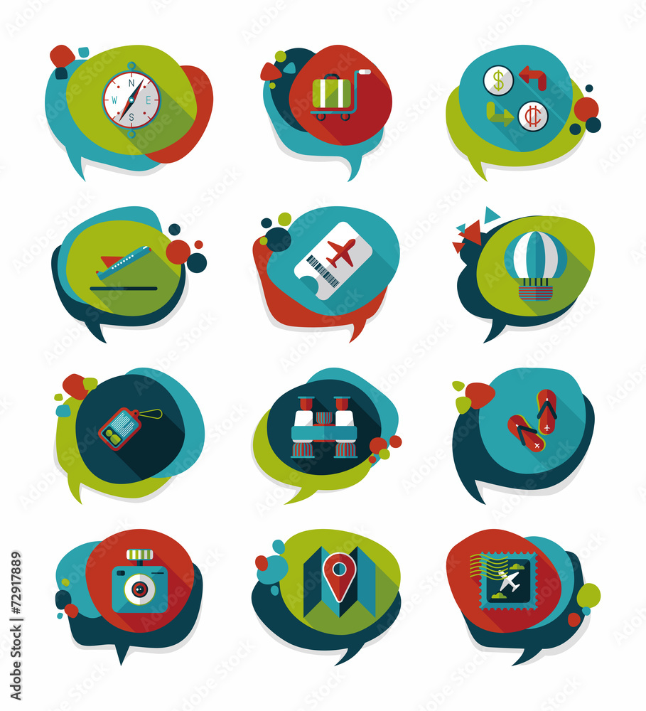Travel bubble speech banner design flat background set, eps10 Travel bubble speech banner design flat background set, eps10