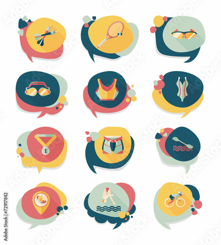 Sport speech bubble flat banner design background set, eps10
