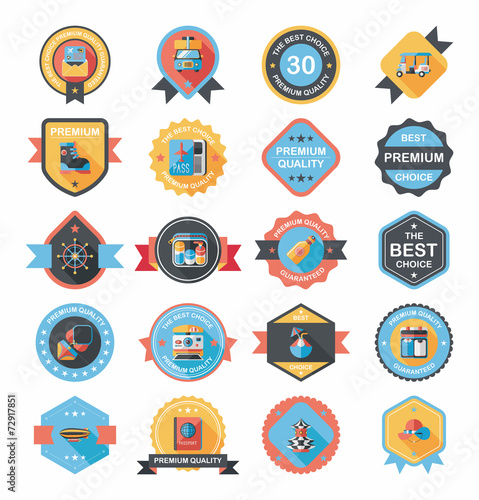 Travel badge banner design flat background set, eps10