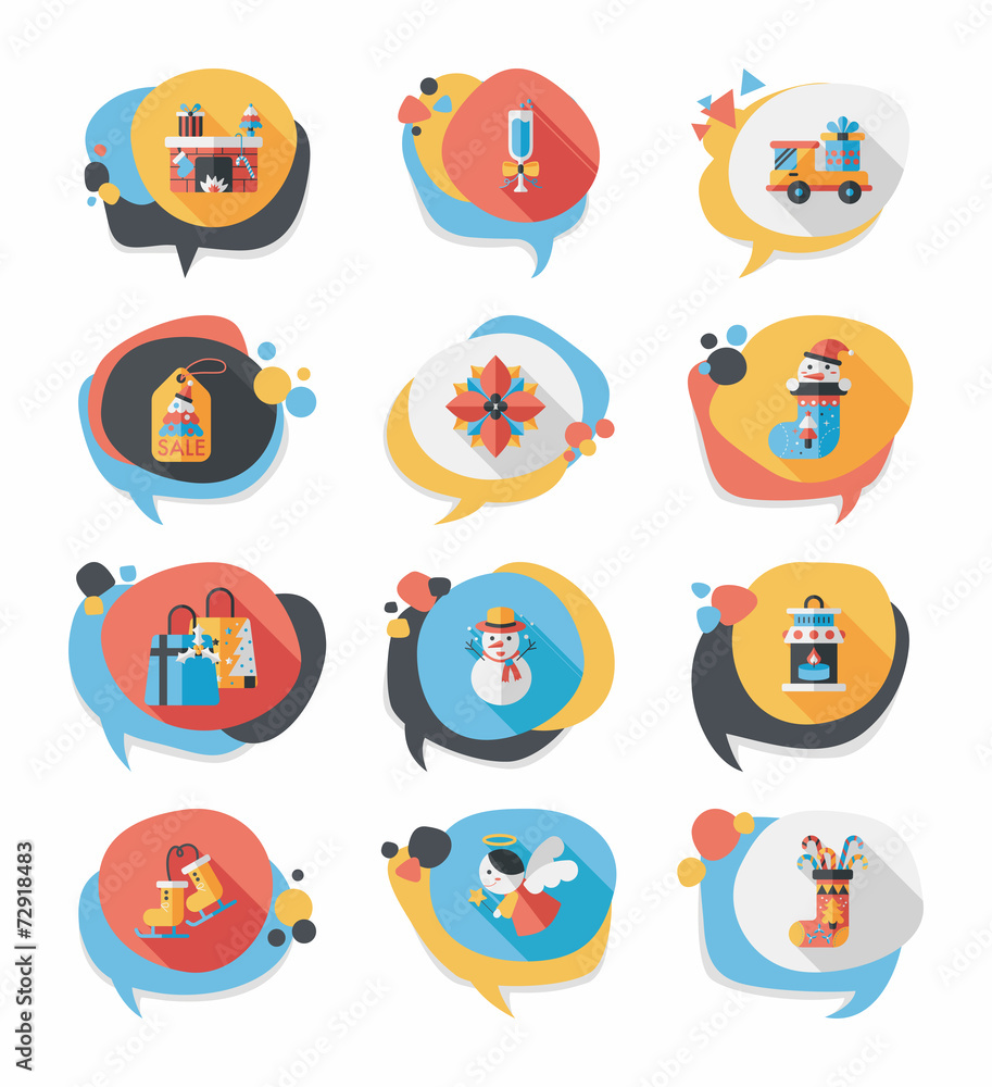 Christmas bubble speech banner design flat background set, eps10 Christmas bubble speech banner design flat background set, eps10