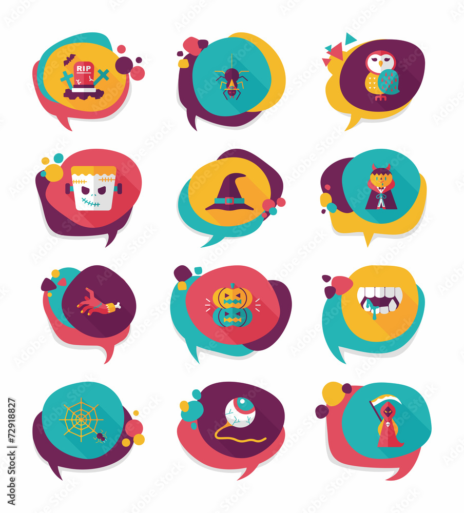 Halloween bubble speech banner design flat background set, eps10 Halloween bubble speech banner design flat background set, eps10