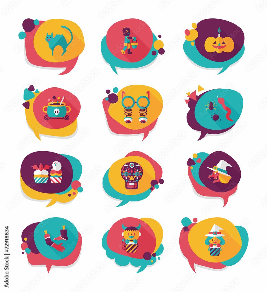 Halloween bubble speech banner design flat background set, eps10 Halloween bubble speech banner design flat background set, eps10
