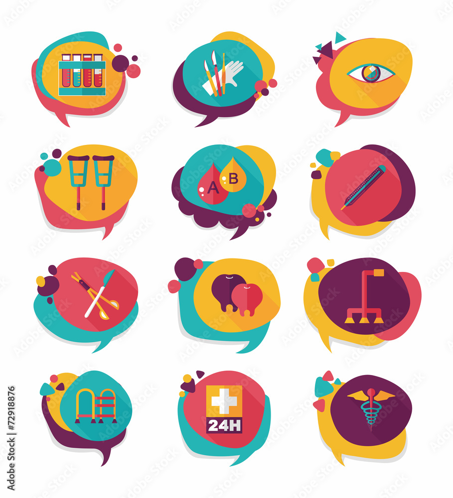 hospital bubble speech banner design flat background set, eps10 hospital bubble speech banner design flat background set, eps10