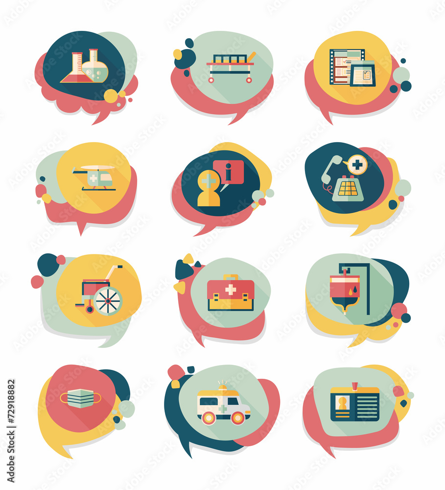 hospital bubble speech banner design flat background set, eps10 hospital bubble speech banner design flat background set, eps10