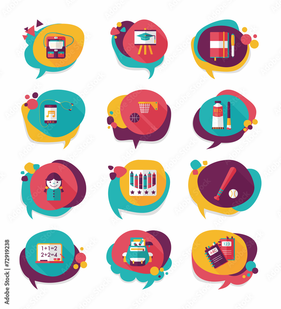School bubble speech banner design flat background set, eps10 School bubble speech banner design flat background set, eps10