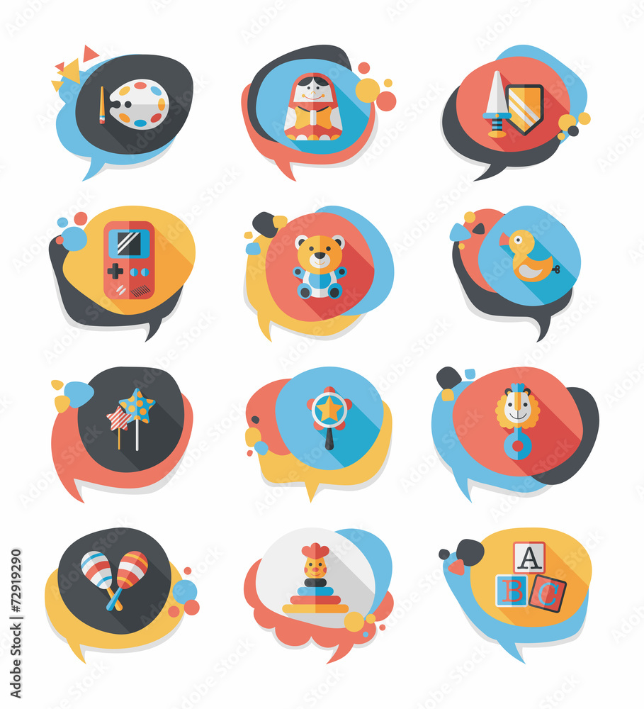 Toy speech bubble banner design flat background set, eps10 Toy speech bubble banner design flat background set, eps10