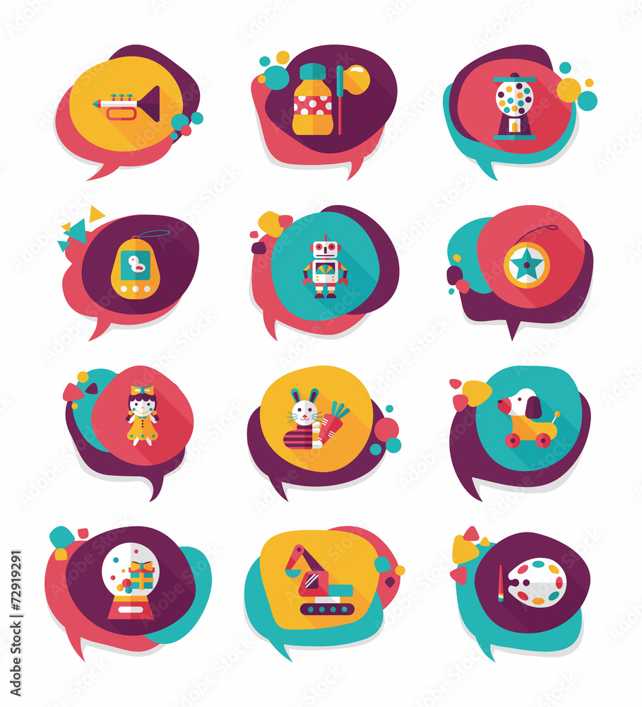 Toy speech bubble banner design flat background set, eps10 Toy speech bubble banner design flat background set, eps10
