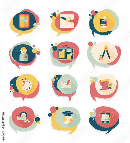 School bubble speech banner design flat background set, eps10