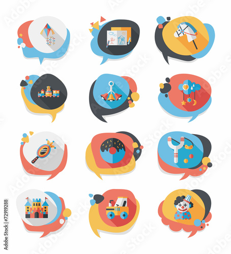 Toy speech bubble banner design flat background set, eps10
