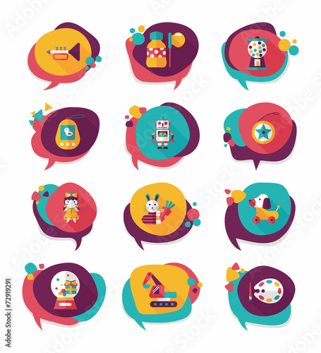 Toy speech bubble banner design flat background set, eps10