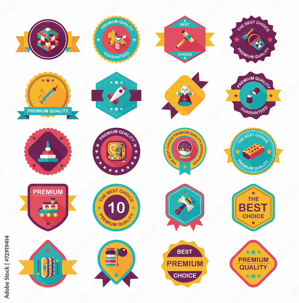 Toy badge banner design flat background set, eps10 Toy badge banner design flat background set, eps10