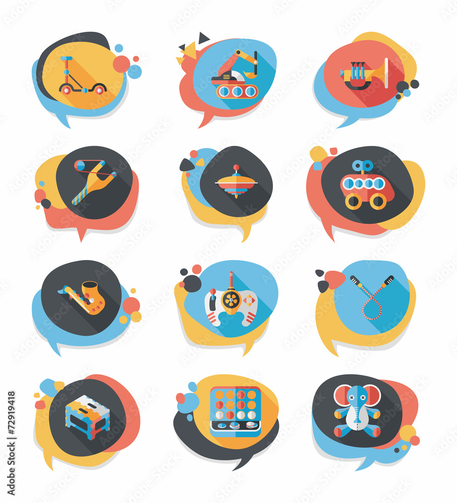 Toy speech bubble banner design flat background set, eps10 Toy speech bubble banner design flat background set, eps10