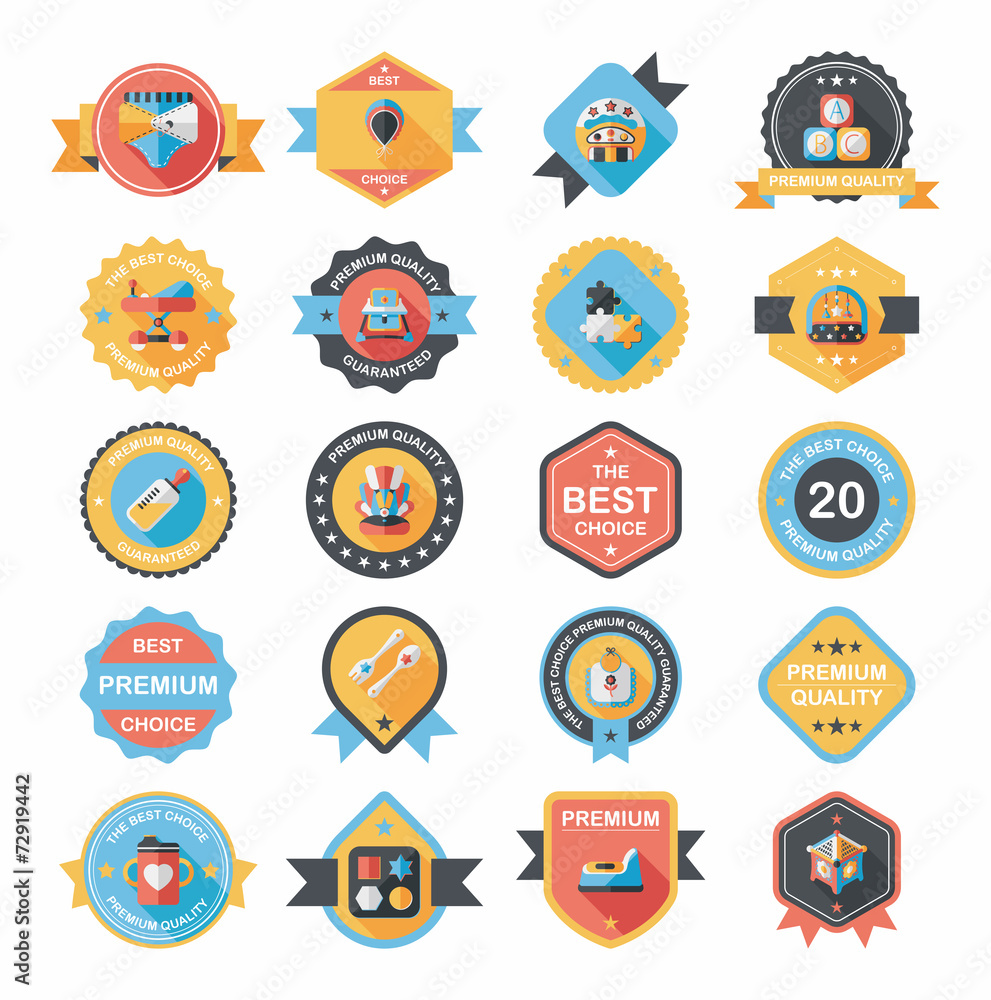 Baby badge banner design flat background set, eps10 Baby badge banner design flat background set, eps10