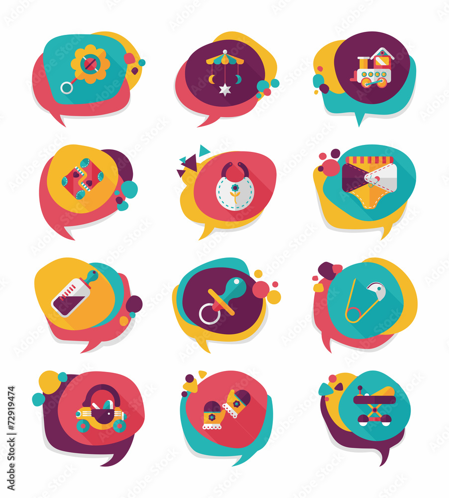 baby bubble speech banner design flat background set, eps10 baby bubble speech banner design flat background set, eps10