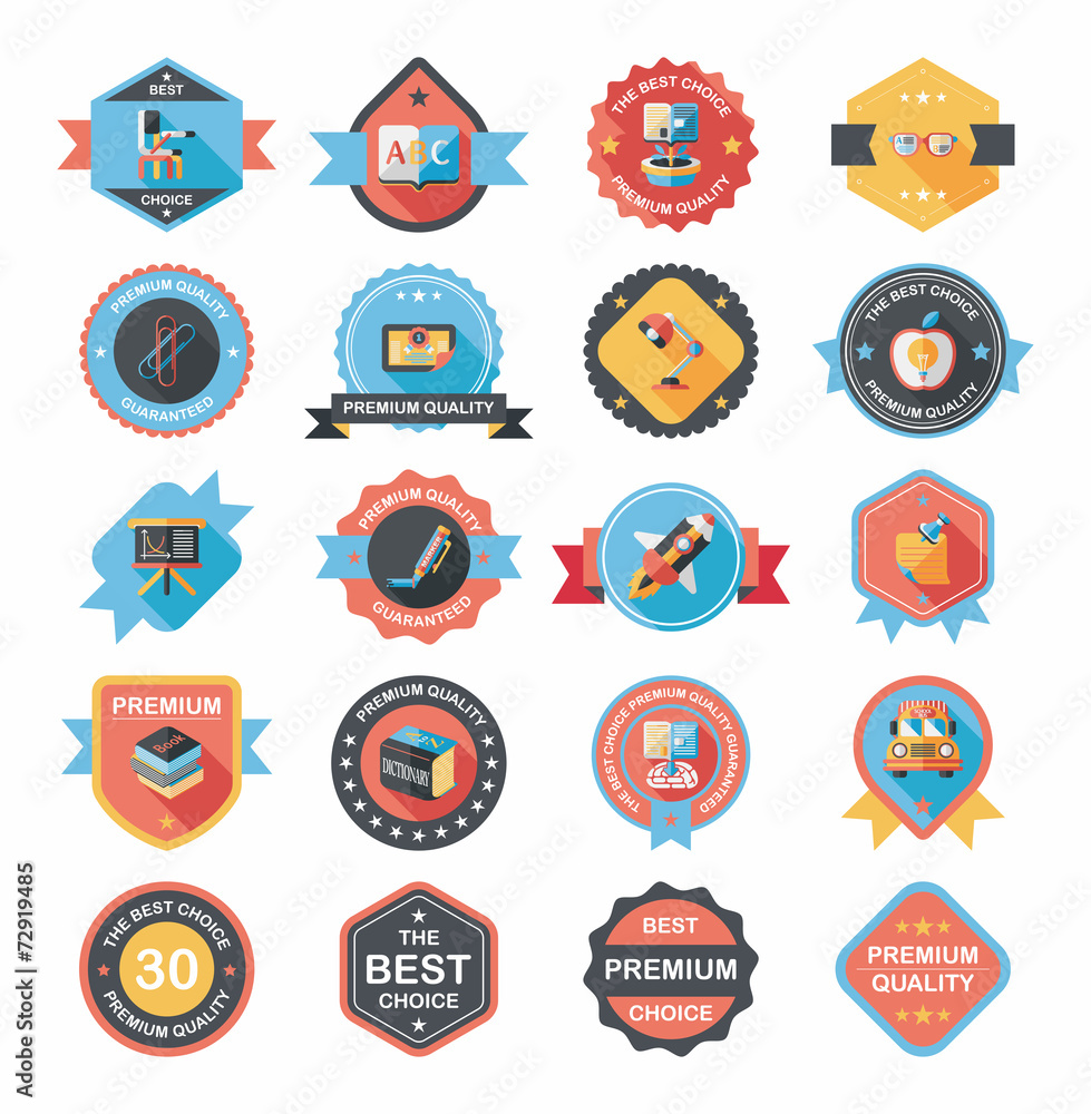 School badge banner design flat background set, eps10 School badge banner design flat background set, eps10