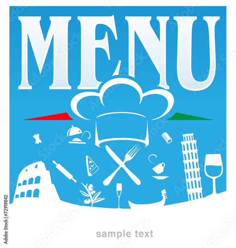 italian menu blue background