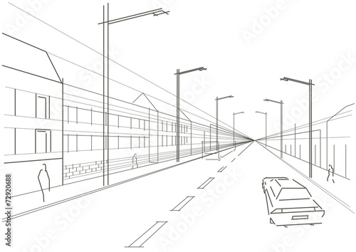 Line sketch of street