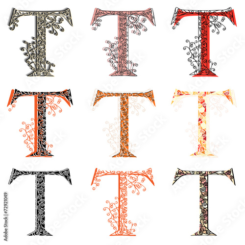 Various combination fishnet letter T.