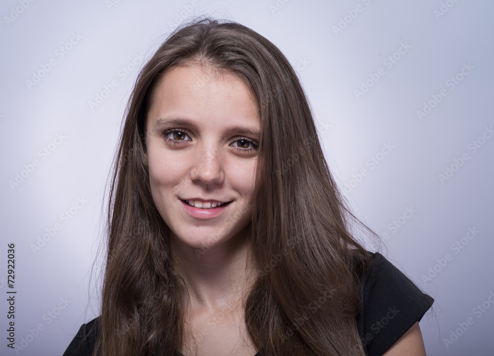 portrait of attractive caucasian smiling woman portrait of attractive caucasian smiling woman