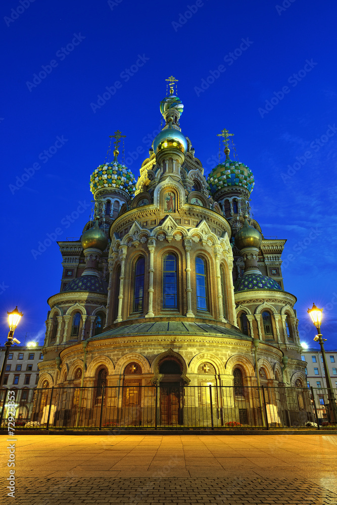 Night winter Church Savior on Blood in St-Petersburg