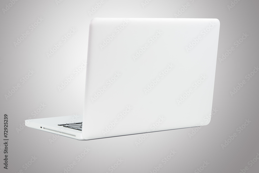 White Laptop with blank screen White Laptop with blank screen