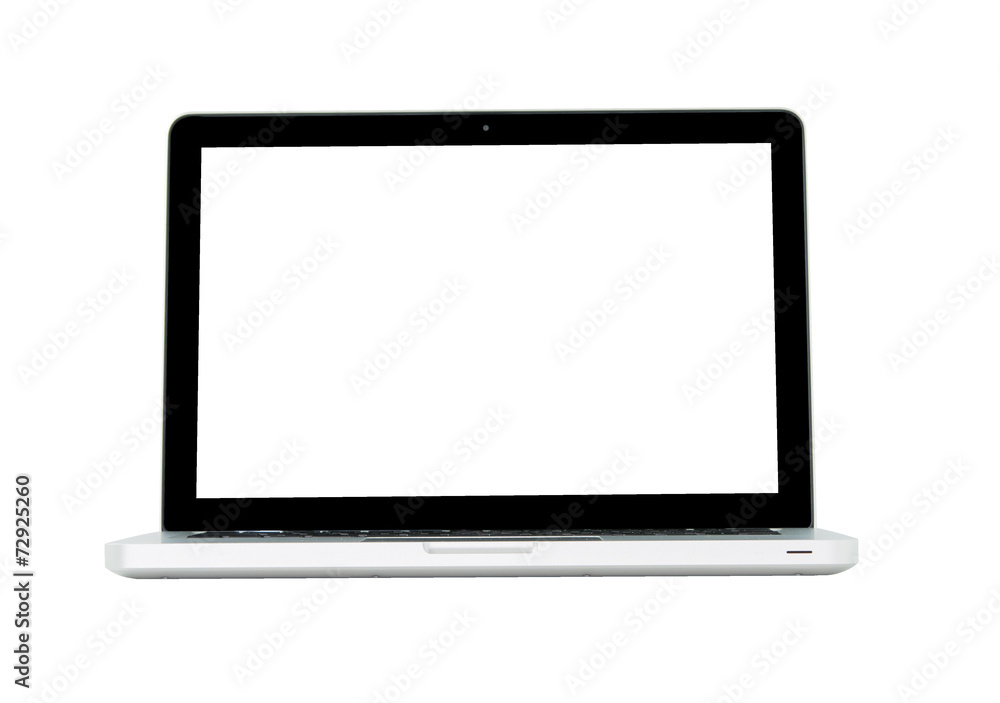White Laptop with blank screen isolated White Laptop with blank screen isolated