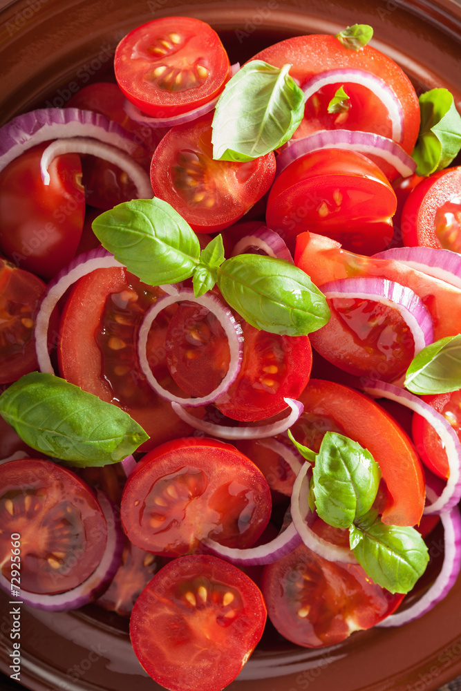 healthy tomato salad with onion basil olive oil and balsamic vin healthy tomato salad with onion basil olive oil and balsamic vin