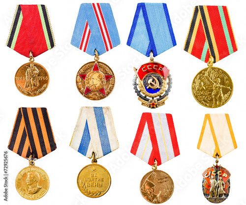 Collection Set Сollage Of Russian Soviet Medals For Participati
