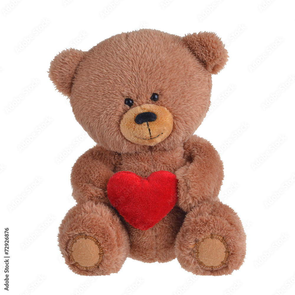 a toy bear with a red heart