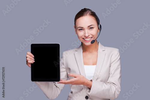 Photography Copy space on her tablet.