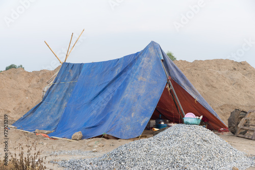 Tent accommodation For construction workers In rural © Picheat Suviyanond