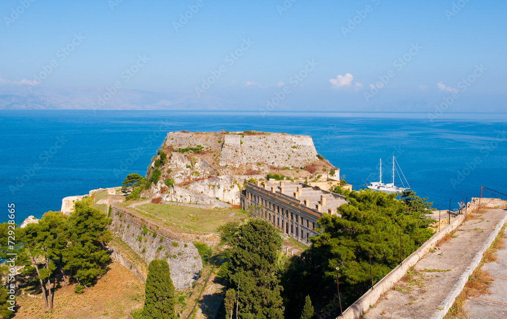 The east side of the Old Fortress. Corfu island, Greece.