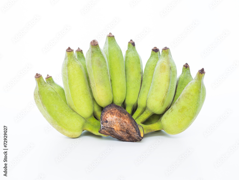 Green banana on white background Green banana on white background