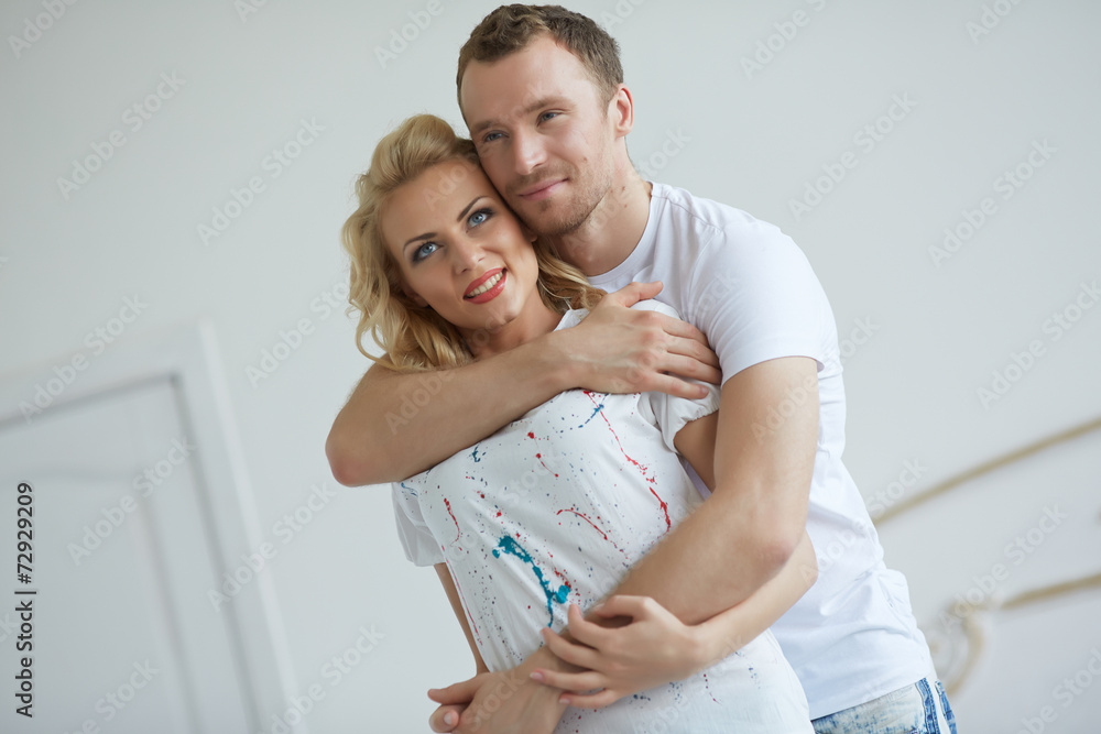Fototapeta premium couple standing embracing