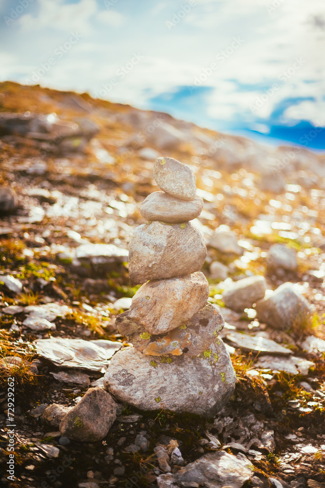 Stack Of Rocks On Norwegian Mountain, Norway Nature Stack Of Rocks On Norwegian Mountain, Norway Nature