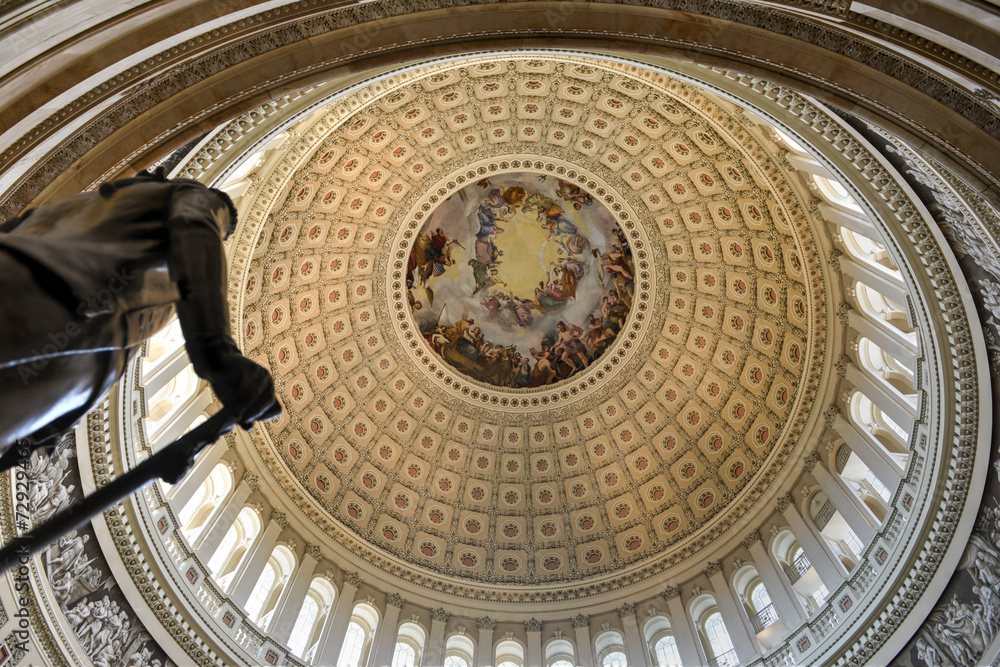 Dome inside of US Capitol, Washington DC - obrazy, fototapety, plakaty 