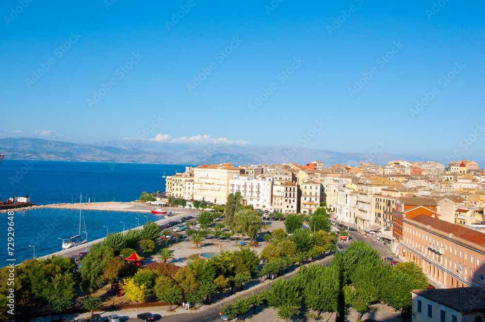 Aerial view of Corfu city, Greece.