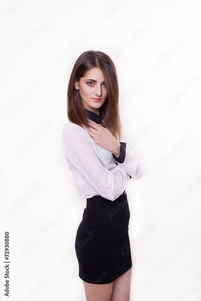 closeup portrait of attractive caucasian smiling woman brunette closeup portrait of attractive caucasian smiling woman brunette