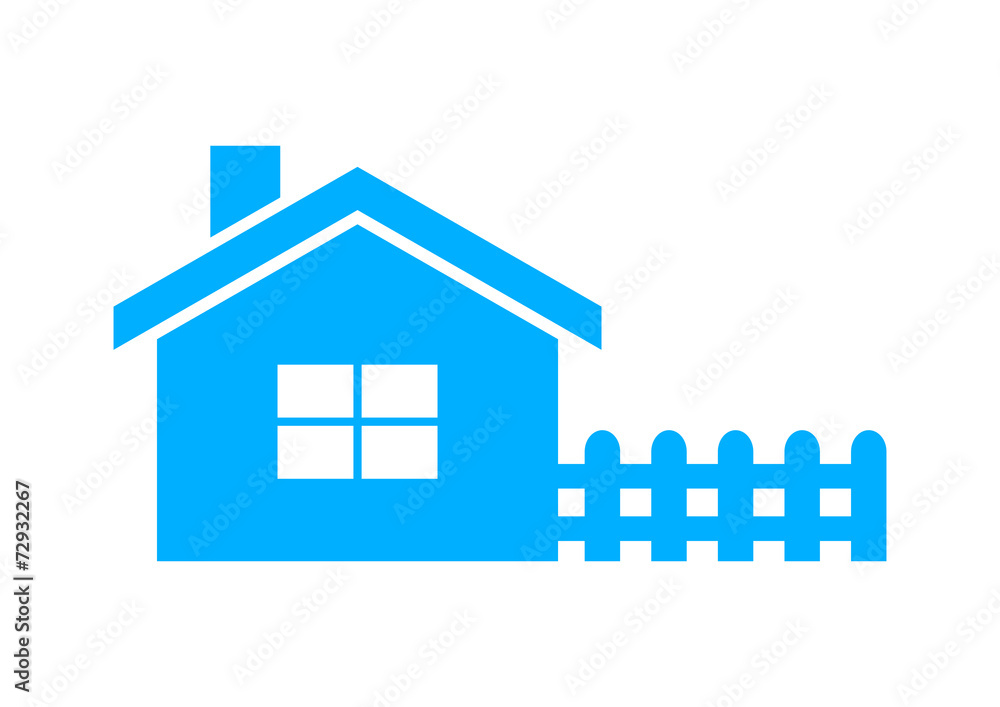 Blue house icon on white background