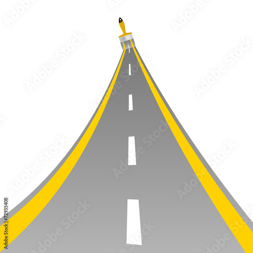 road with paint brush art vector