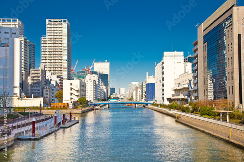 Odaiba district has a many water canalls, Tokyo, Japan. photo