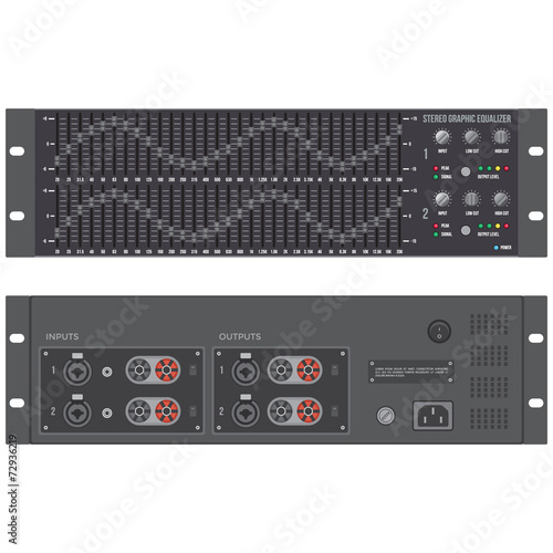 vector flat stereo graphic equalizer front back panels