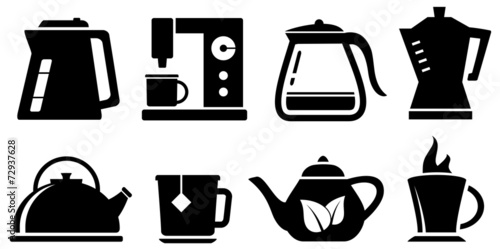 set icon for coffee and tea appliances